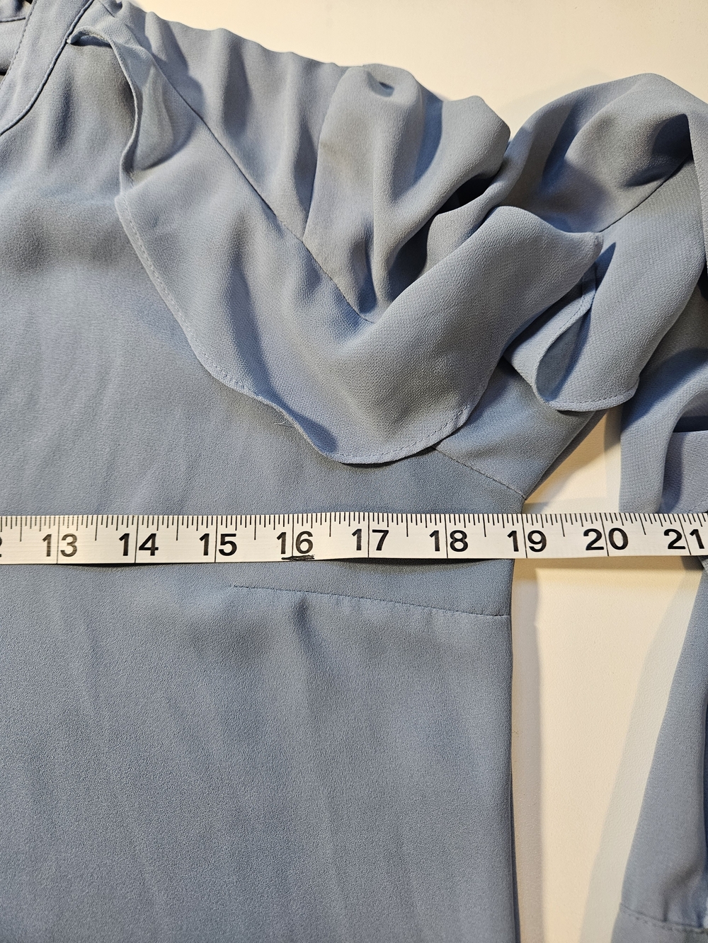 Express Light Blue Ruffle-Trim Button-Front Shirt - Picture 5 of 5